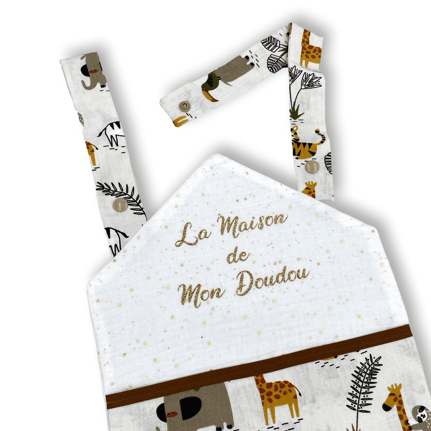 Maison à Doudou tissu Animaux de la savane, Pochette rangement doudou tétine