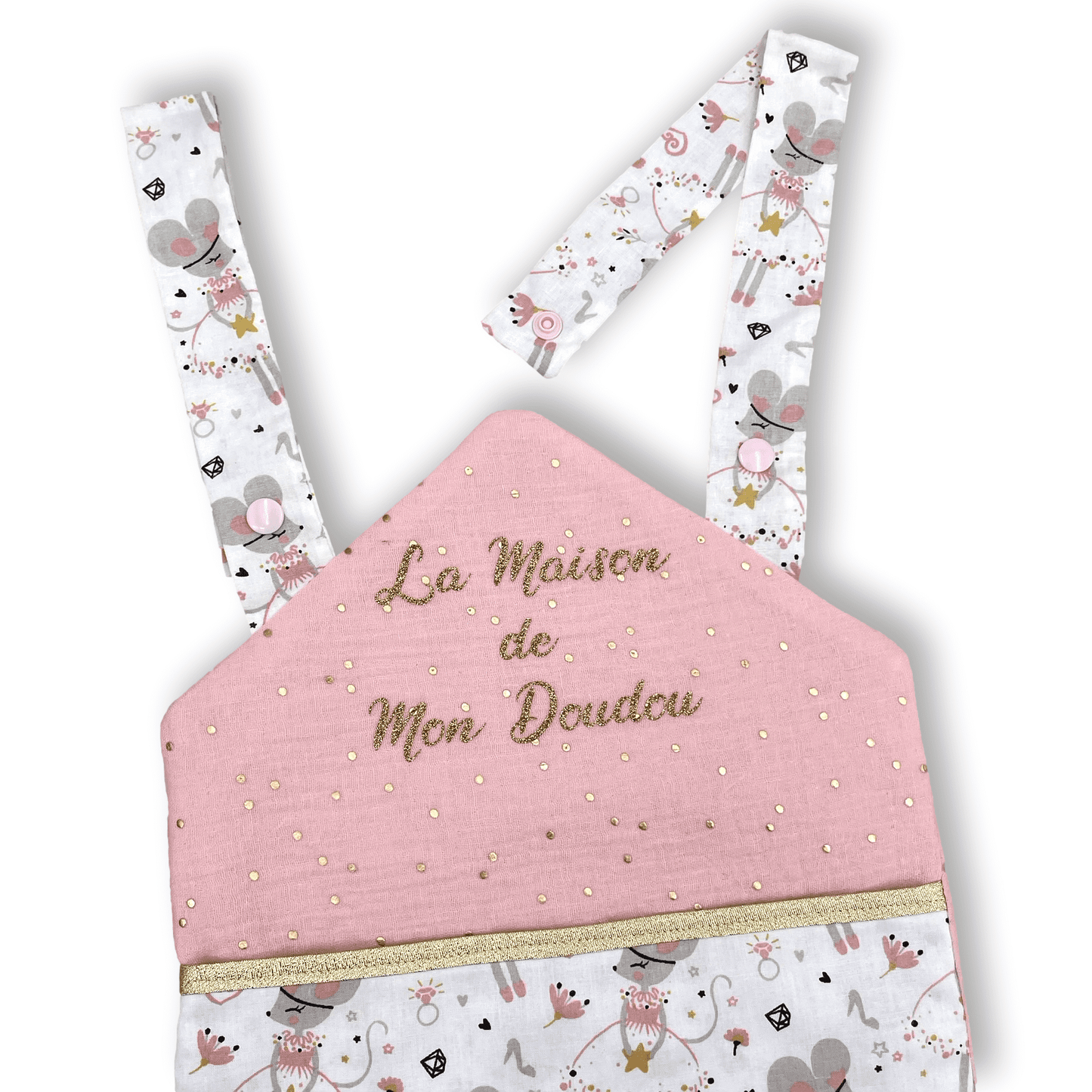 Maison à Doudou tissu Petite Souris, Pochette rangement doudou tétine
