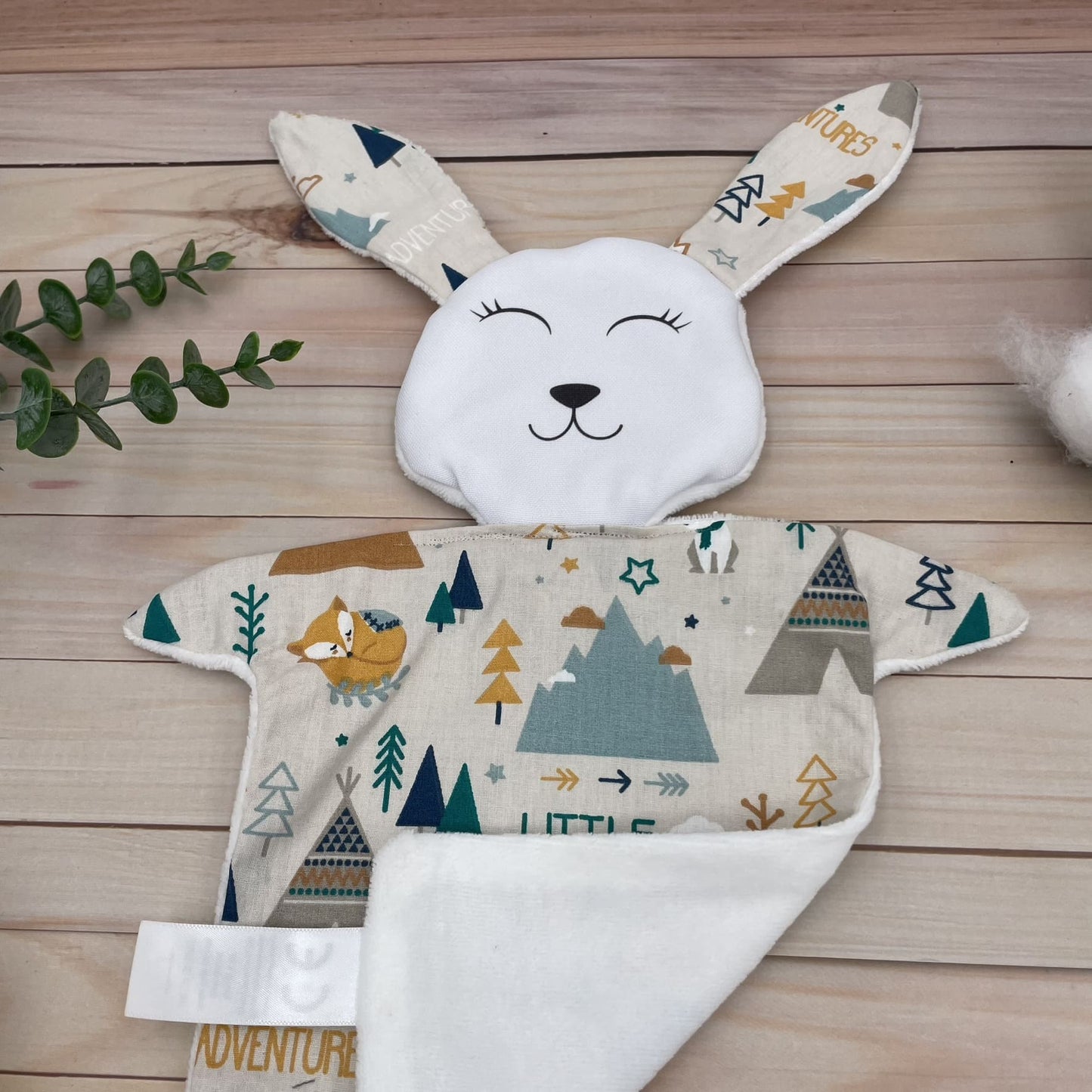 Doudou Lapin tissu renard aventures