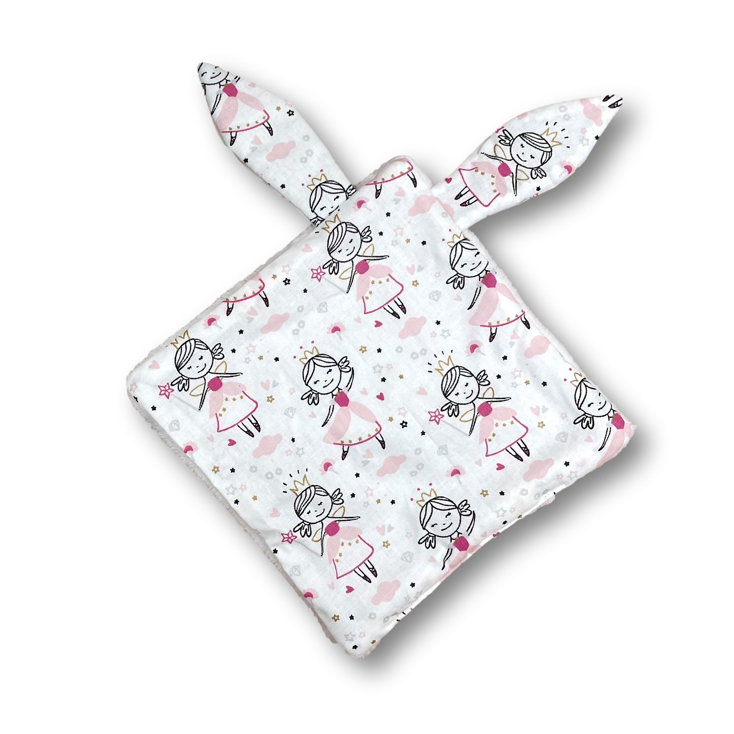 Doudou Plat avec oreilles tissu Princesses