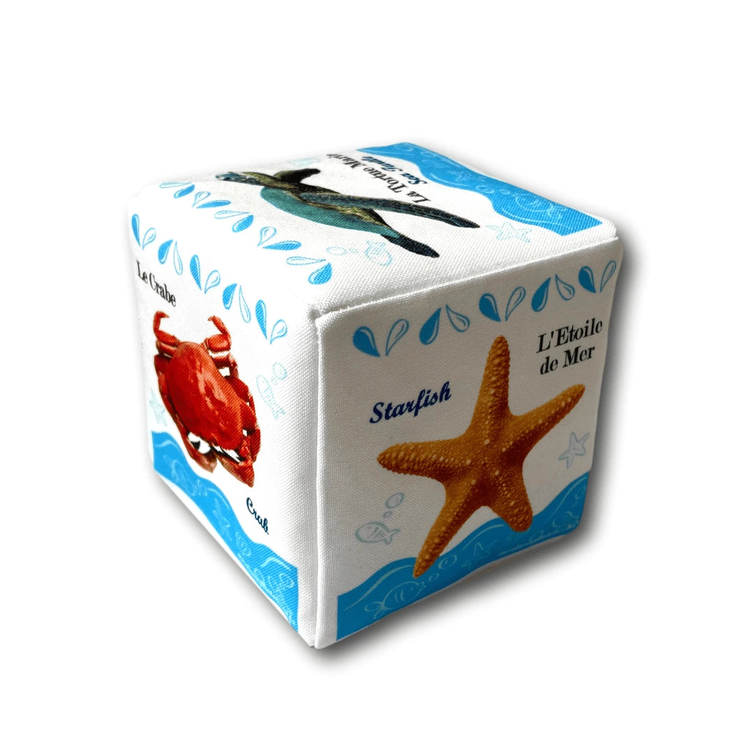 Lot 3 Cubes d'éveil éducatifs en tissu - Animaux domestiques, marins, forêt