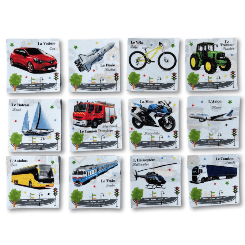 jeu de cartes mémoires mémory véhicules transport