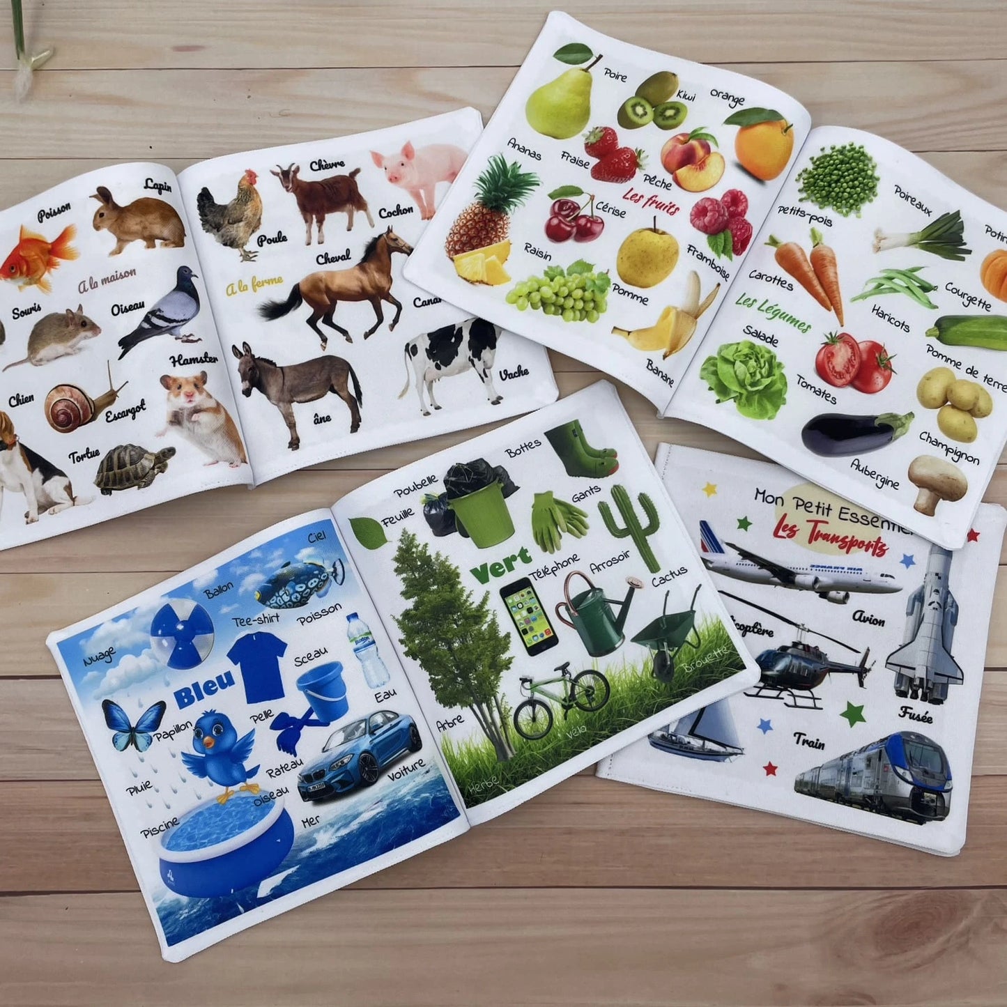 livre d'éveil imagier bébé animaux véhicules repas couleurs mots