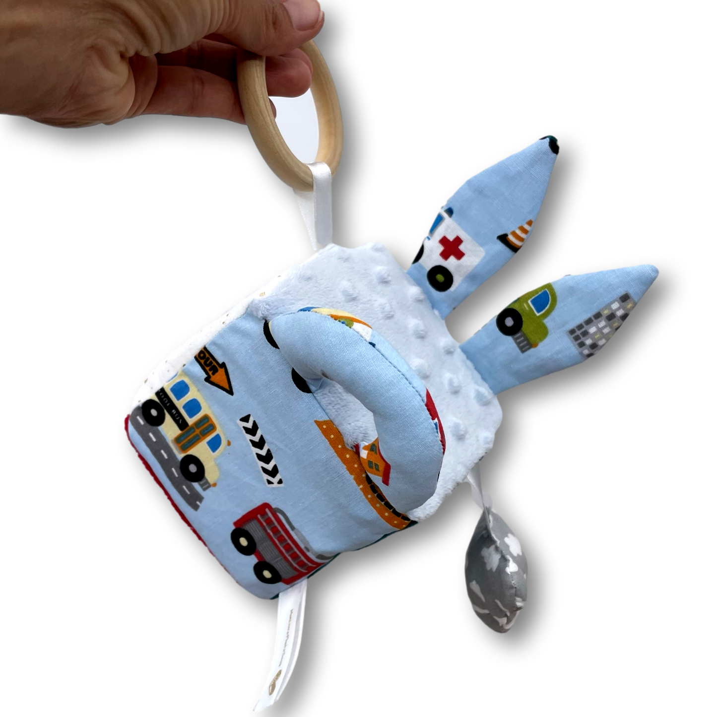 Cube d'activités en tissu Véhicules, éveil bébé