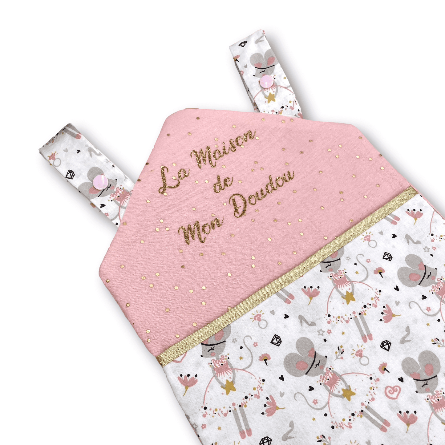 Maison à Doudou tissu Petite Souris, Pochette rangement doudou tétine