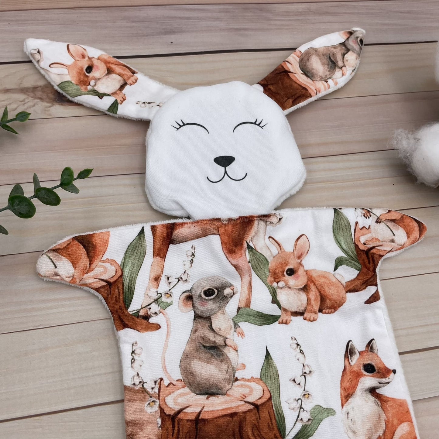 Doudou Lapin tissu Forest lapin écureuil et faon