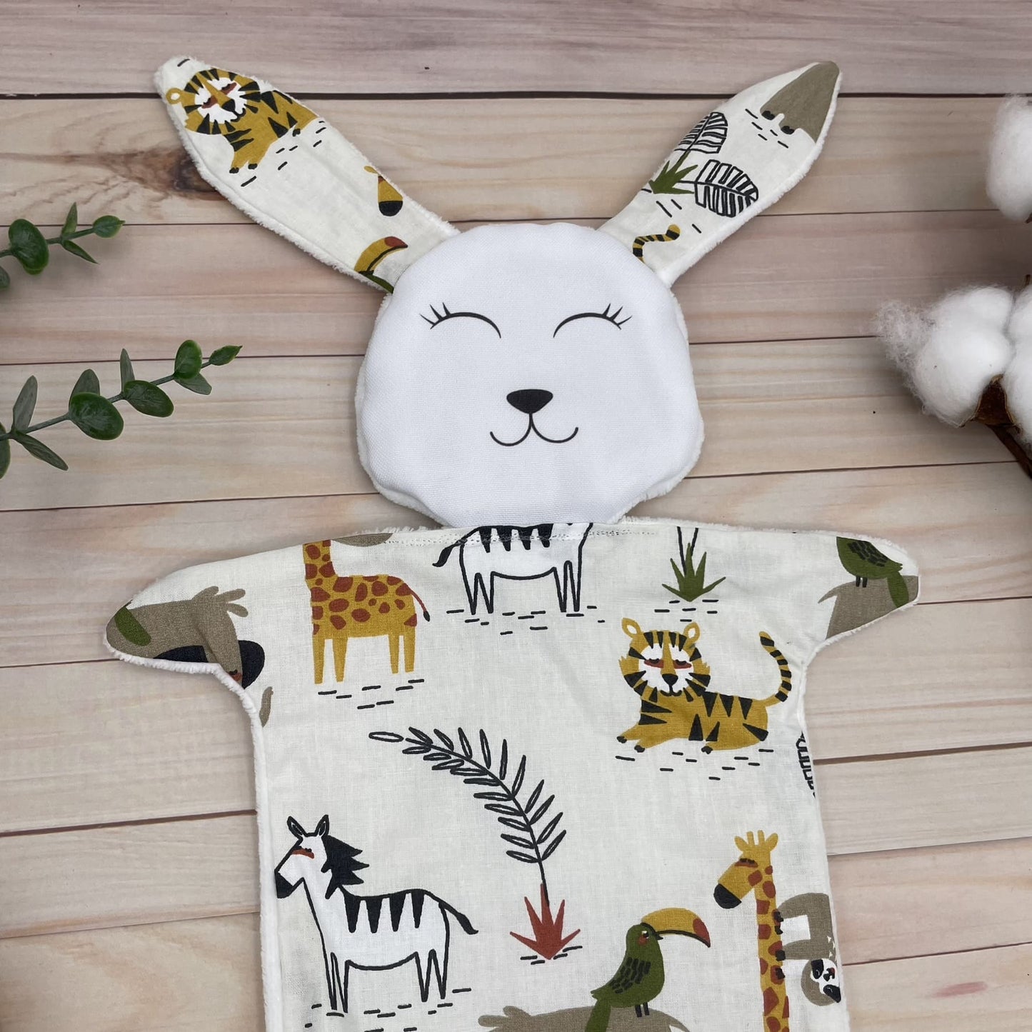 Doudou Lapin tissu animaux de la savane
