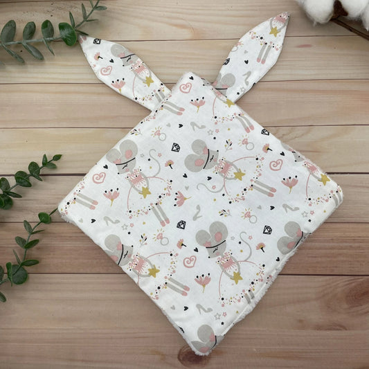Doudou Plat avec oreilles tissu Petite souris