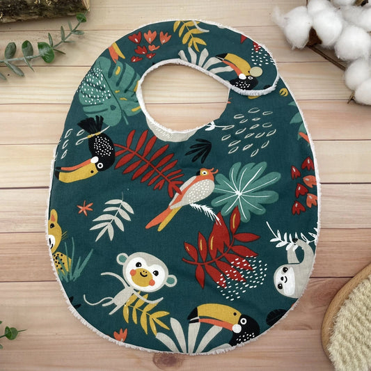 Bavoir Jungle coton et éponge bambou oeko-tex