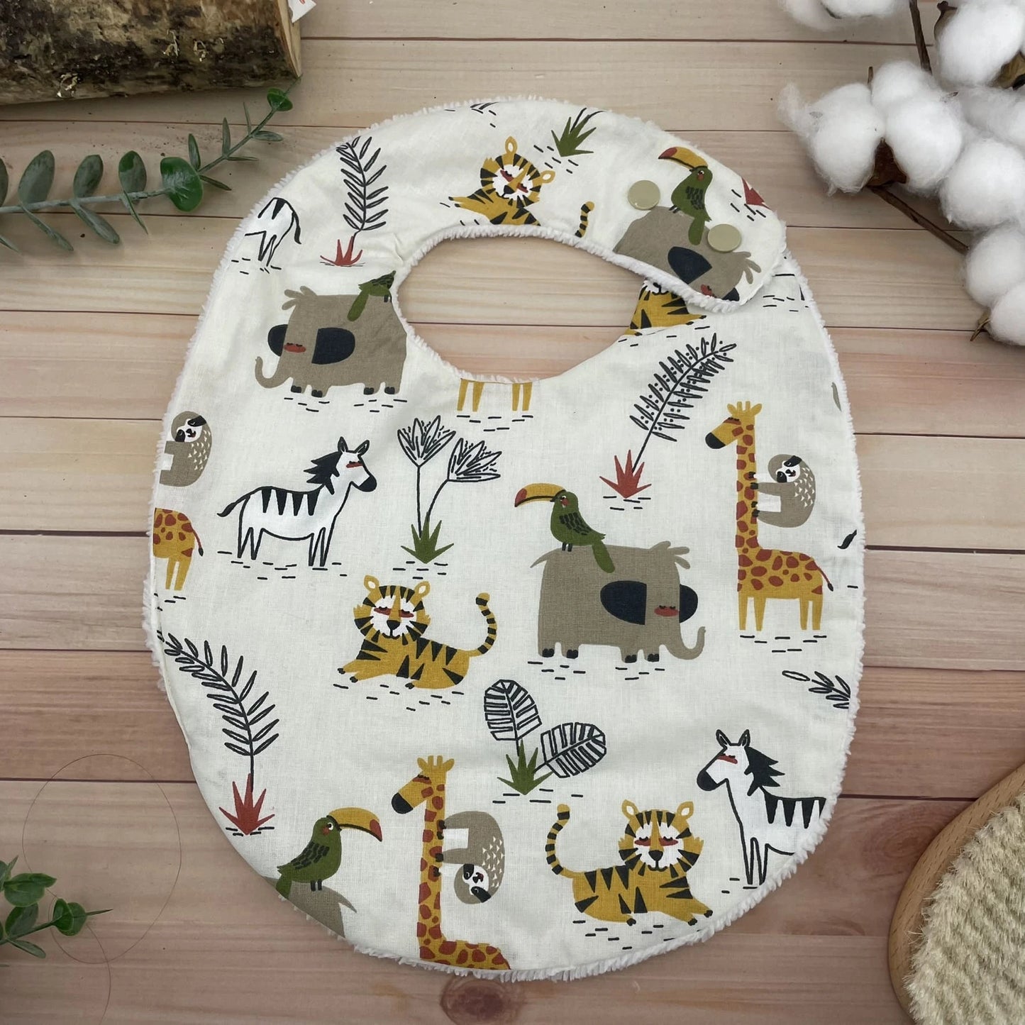 Bavoir Savane coton et éponge bambou oeko-tex