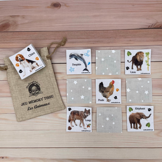 Jeu Memory Tissu éducatif Les Animaux 24 cartes 12 paires