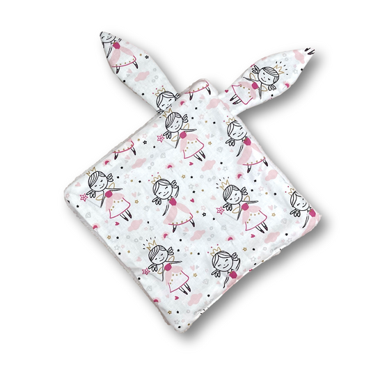 Doudou Plat avec oreilles tissu Princesses