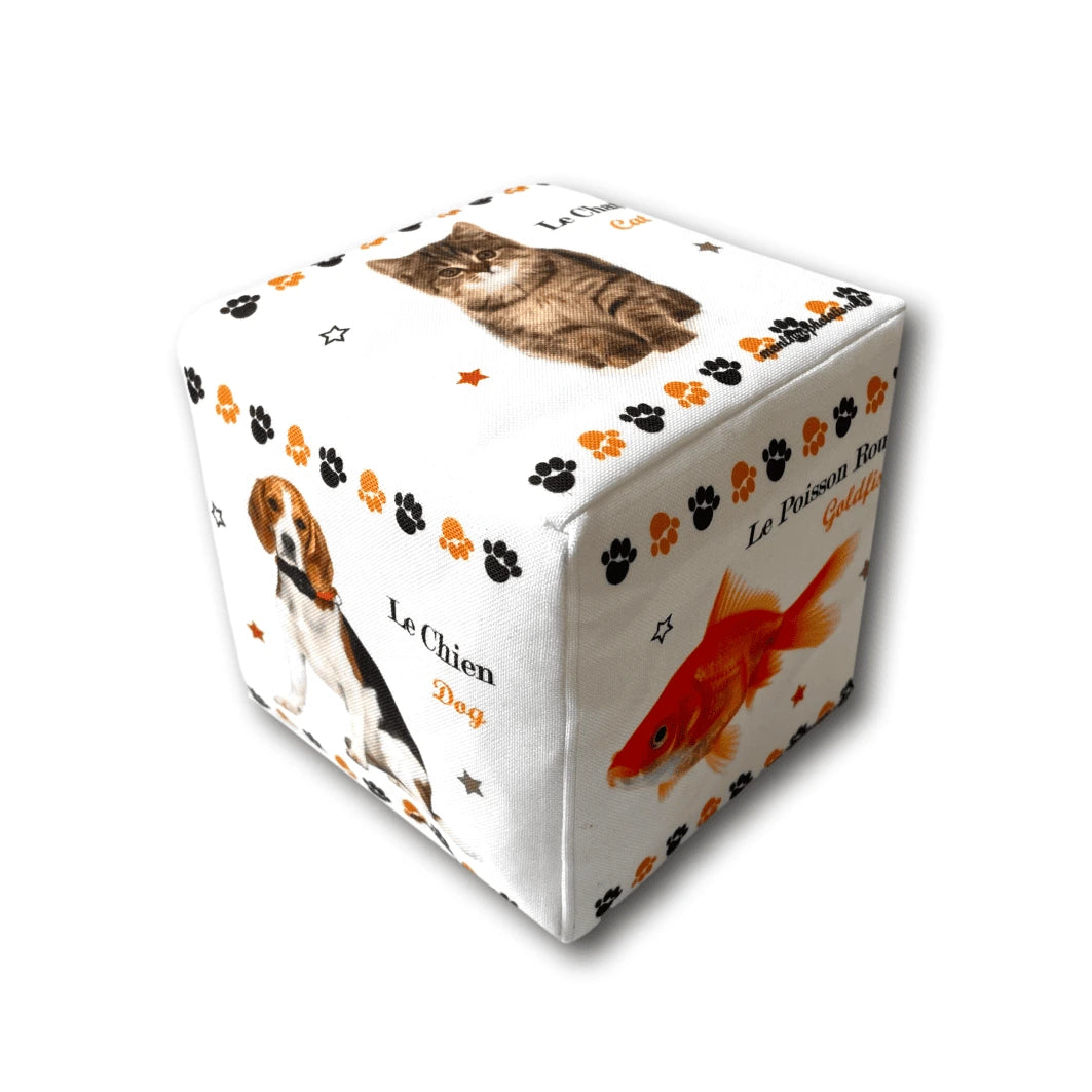 Lot 3 Cubes d'éveil éducatifs en tissu - Animaux jungle ferme domestiques