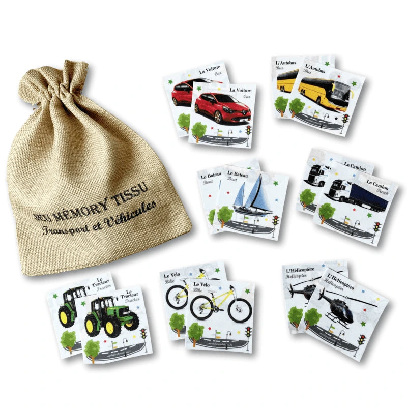 jeu de cartes mémoires mémory véhicules transport