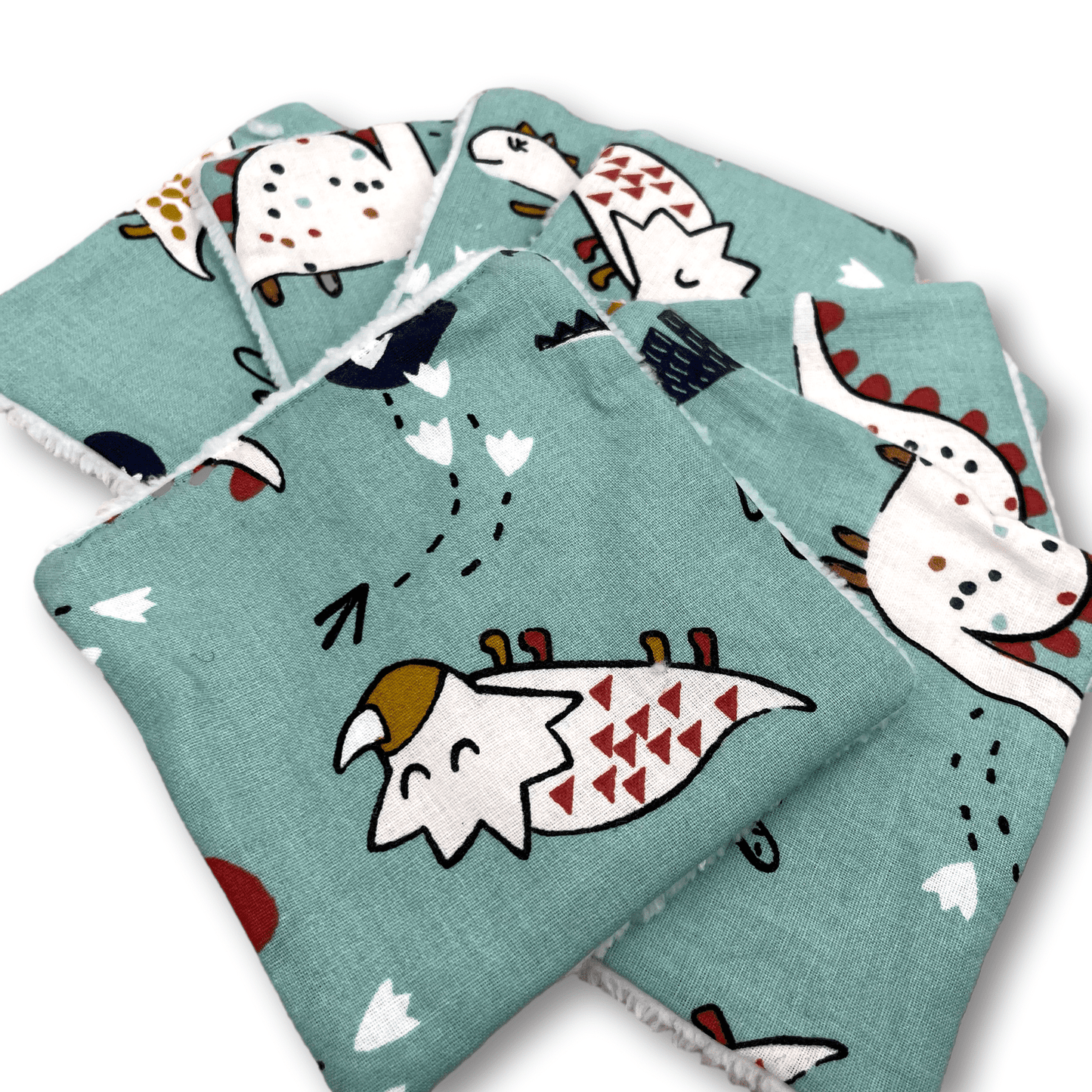 7 Lingettes Lavables coton et éponge bambou oeko-tex, débarbouillettes bébé enfant Dinosaures