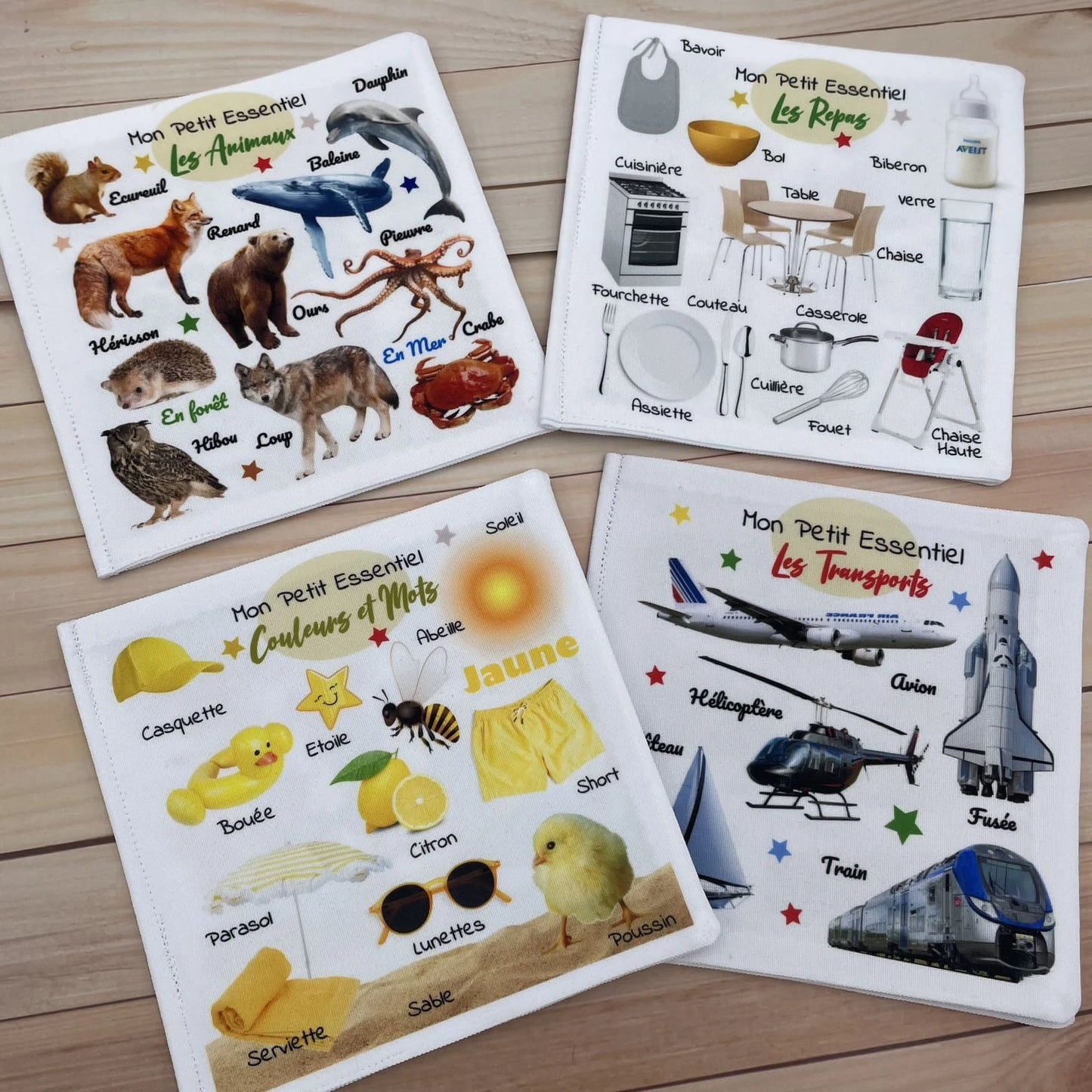 livre d'éveil imagier bébé animaux véhicules repas couleurs mots