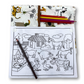 Pochette coloriage et dessin 2 en 1, 100% tissu, lavable et réutilisable thème Animaux
